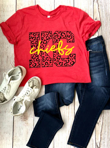 KC Chiefs Leopard Graphic Top