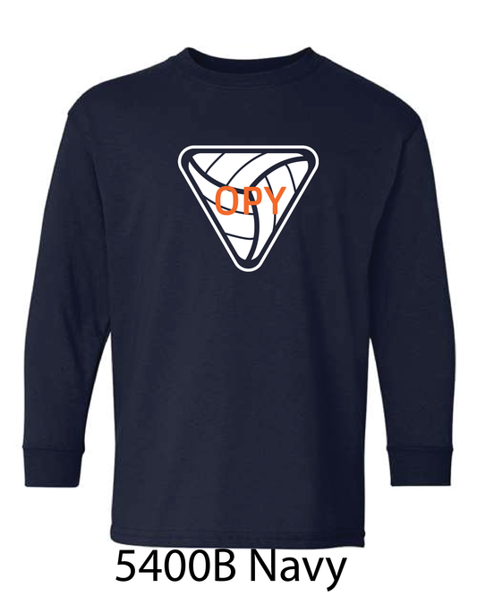 YOUTH Gildan Long Sleeve T-Shirt: OPY V-Ball LOGO