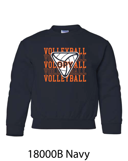 YOUTH Gildan Crewneck Sweatshirt: Volleyball Repeating