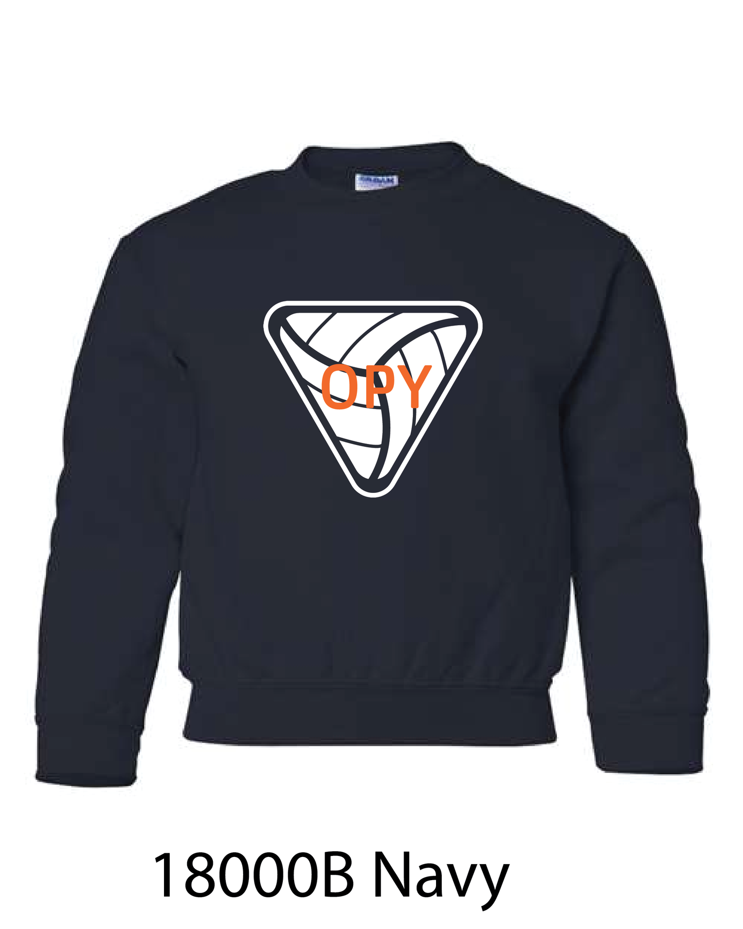 YOUTH Gildan Crewneck Sweatshirt: OPY V-Ball LOGO