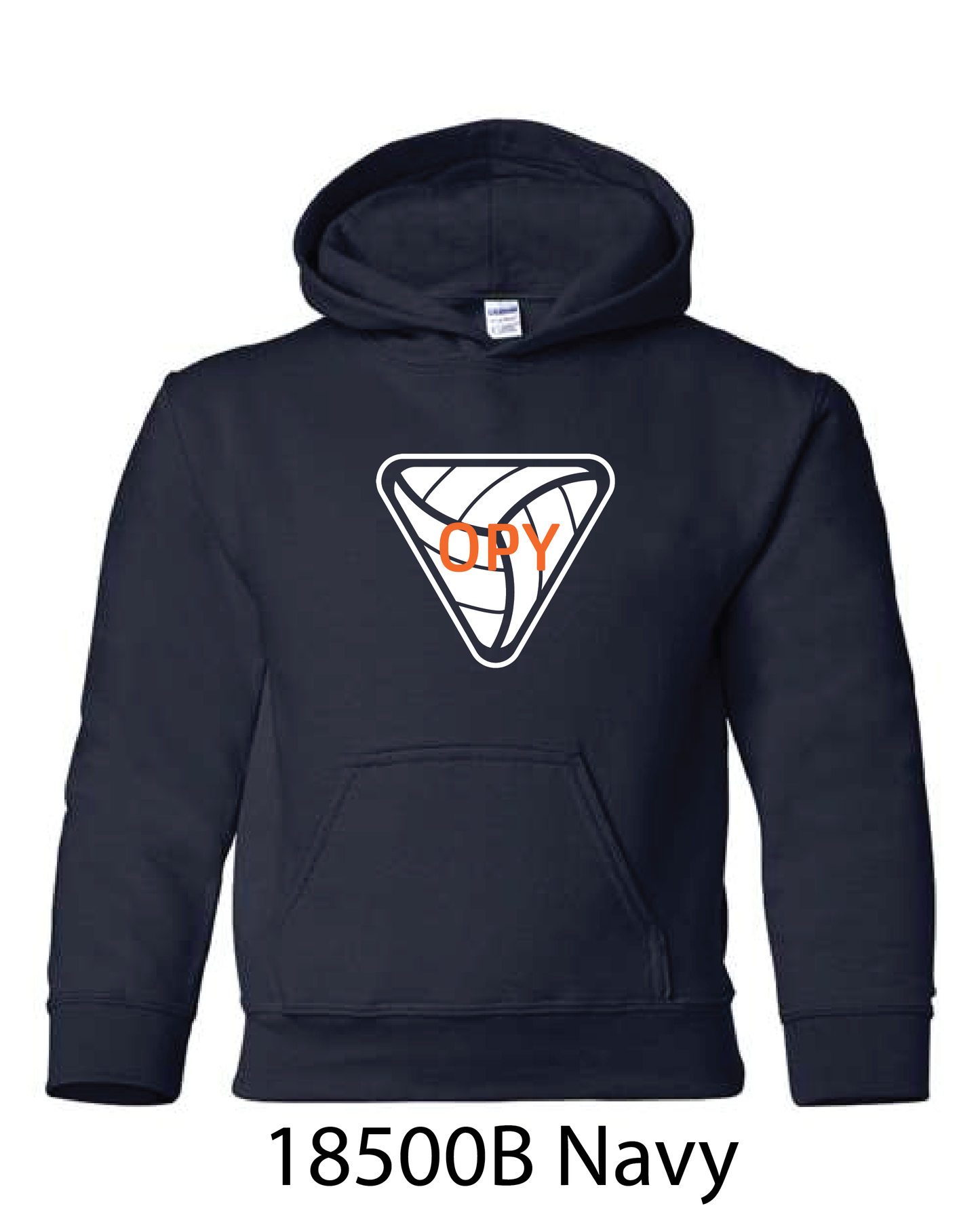 YOUTH Gildan Hooded Sweatshirt: OPY V-Ball LOGO