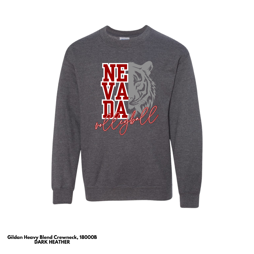VOLLEYBALL: Youth Gildan Heavy Blend Crewneck Sweatshirt (Tiger Head)