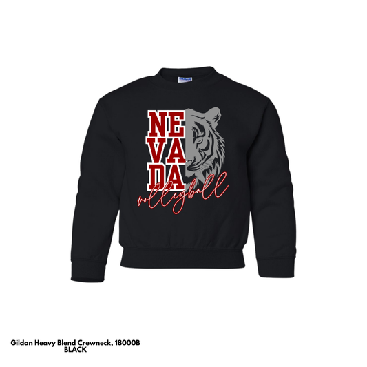 VOLLEYBALL: Youth Gildan Heavy Blend Crewneck Sweatshirt (Tiger Head)
